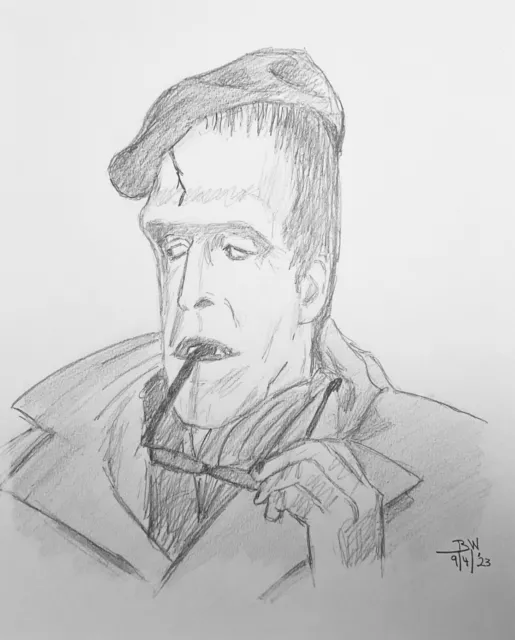 The Munsters Pencil Drawing 11X14 Fred Gwynne Original  Piece Portrait Sketch