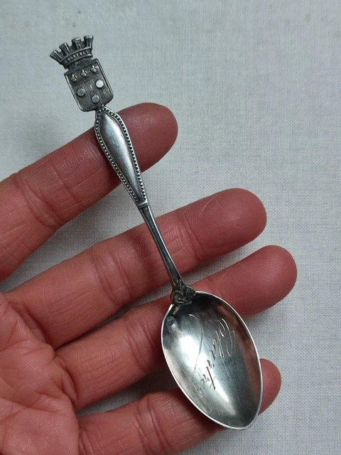 Ancienne Cuillère Collection Paris Arc De Triomphe 1900 En Argent Sterling - Poinçon Minerve, Belle Patine