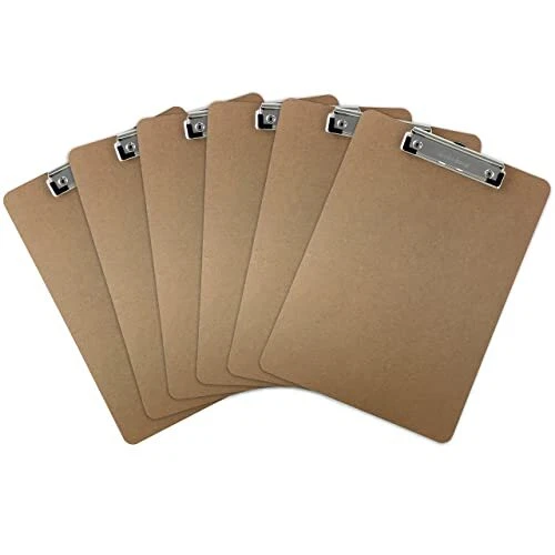 Trade Quest Clipboard Pack of 6 Letter Size Low Profile Clip Hardboard