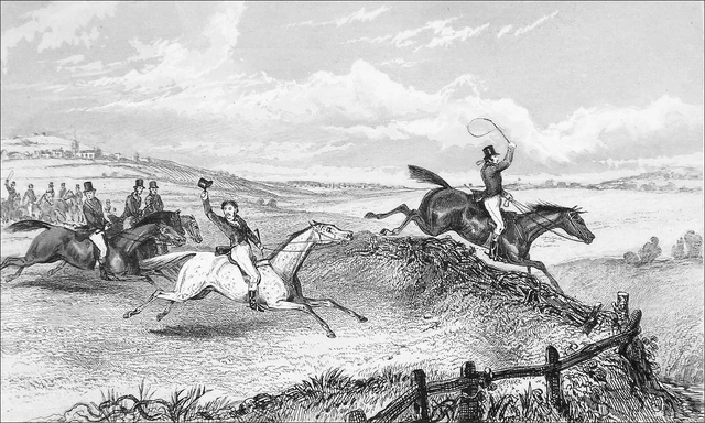 George Wright Scène de chasse à cour gouache aquarelle tableau - Antiquités