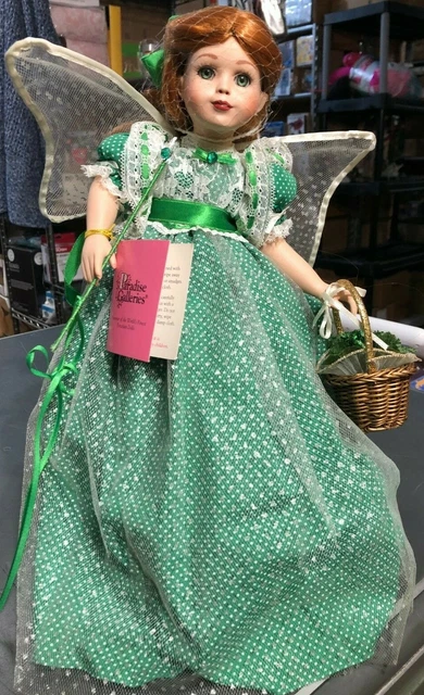Vintage Paradise Galleries Treasury Collection Green Fairy 14" Porcelain Doll