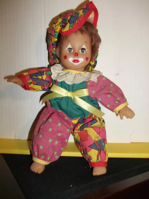 Harlekinpuppe ca. 20cm buntes Kleid,Schlafaugen Künstlerpuppe Sammlerpuppe