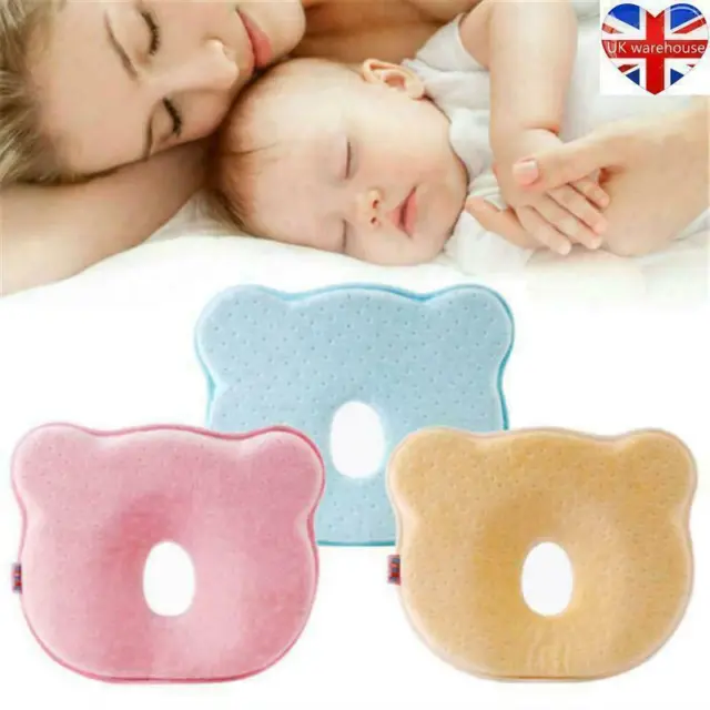Baby Infant Memory Foam Pillow Newborn Pillows Prevent Flat Head Support Help UK