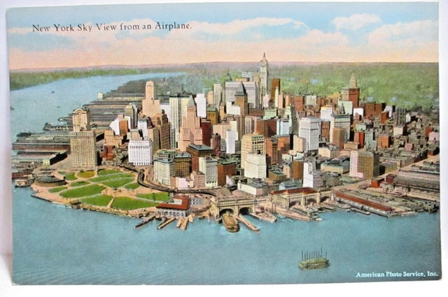 1910 Postcard New York Sky View From An Airplane
