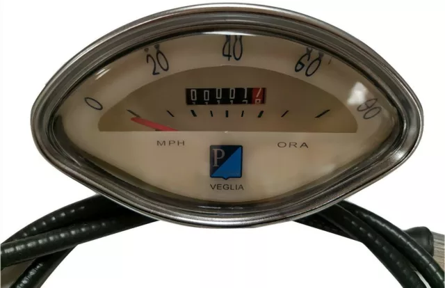 Nuovo Vespa a Conchiglia Contachilometri 0-80M Gratis Cavo Vbb Sprint Cover