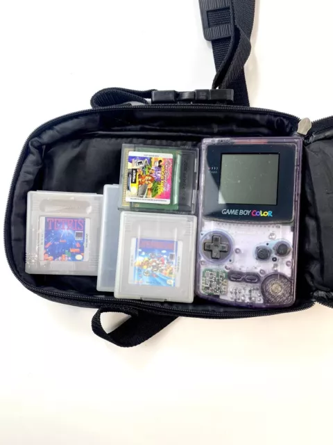 Nintendo Gameboy Color Atomic Purple GBC Tested - Case Bag Mario Tetris More Nintendo Gameboy Color Atomic Purple GBC Tested - Case Bag Mario Tetris More