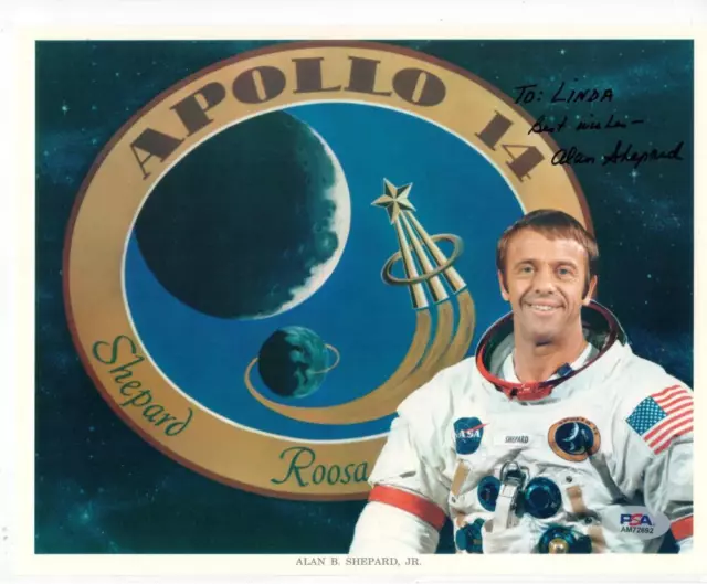 Alan Shepard Astronaut signed 8x10 NASA Litho Apollo 14 photo PSA/DNA auto