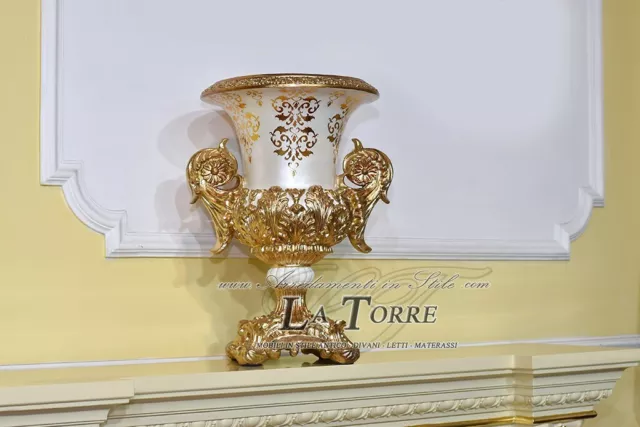 Anfora coppa ceramica centrotavola avorio vaso cratere grande oro soprammobile D