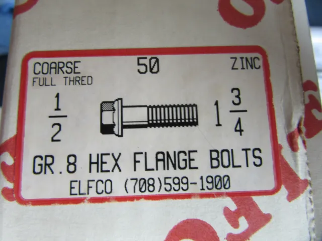 (50) 1/2-13 X 1-3/4" Grade 8 Hex Head Flange Bolts Full Thread NEW!!! in Box