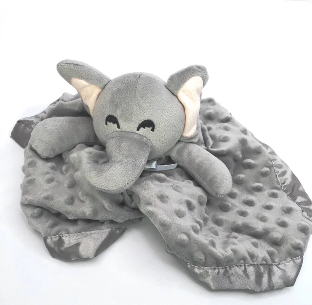 Elegant Baby Gray Elephant Baby Security Blanket Soft Minky Dot Lovey Blanket