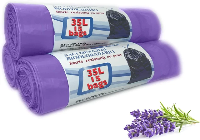 Sacchetti Cestino Profumati, Molto Forti, Set 3 Conti Rotoli 45 Sacchetti, Cestino Lavanda 30L 35 L