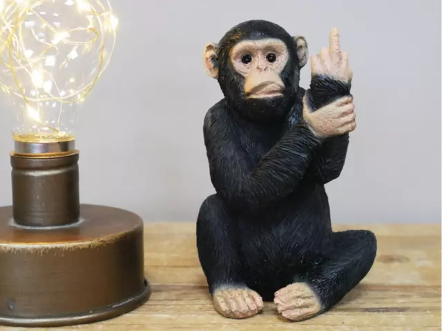 Up Yours Monkey Ornament Chimp Figure Ape Rude Resin Funny Cheeky 12cm