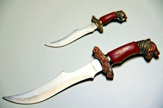 Miniature Tiger Knife Militia Dagger Letter Opener Sword Set Collectible Leather