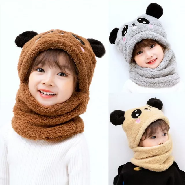 Knit Beanie Cap Scarf Set Toddler Kids Baby Boys Girl Warm Winter Lined Hat UK