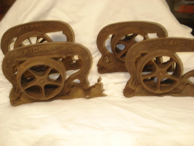 Antique Pair Of Cast Iron Door/Barn Trolley Hangers By Richard Wilcox