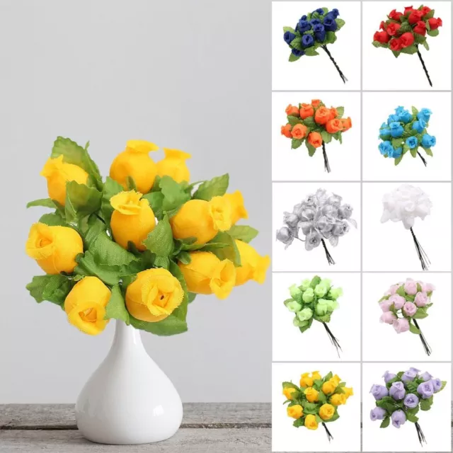 DIY 12-Heads Stems Artificial Flowers Artificial Rose Flowers Combo Fake Flower