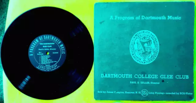 DARTMOUTH COLLEGE GLEE CLUB 10-inch LP: A Program of Dartmouth Music