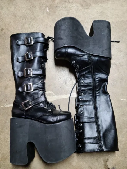 womens gothic punk boots buckle cross lace up platform boots size 4