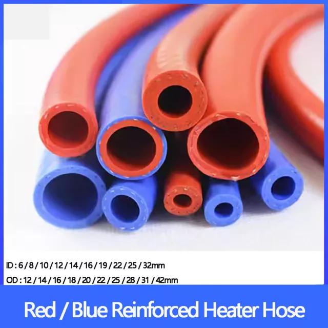 Silicone Reinforced Coolant Heater Hose Pipe Flexible Water Vacuum ID 6mm - 32mm