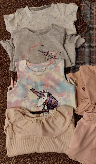 Pacchetto di vestiti per ragazze. Età 3-4 anni. 1 abito, 5 top e 1 pantaloncini 2