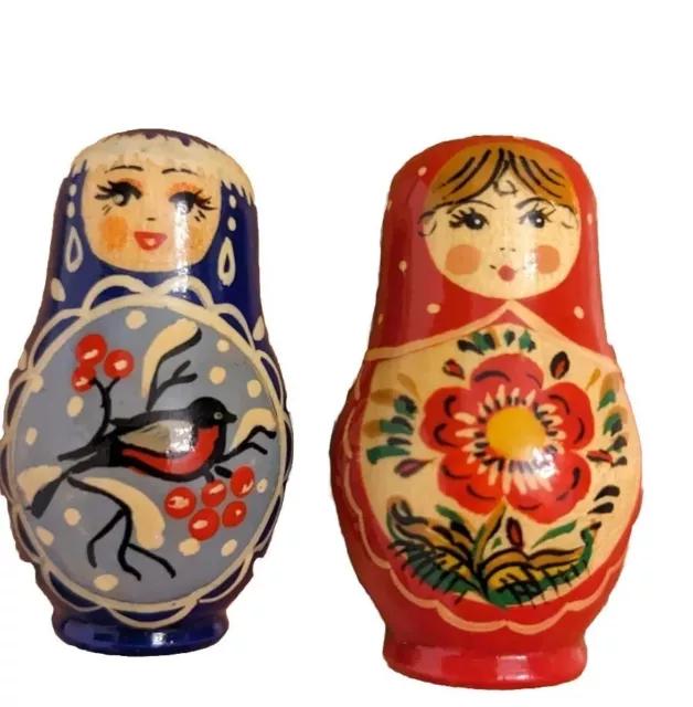 Vtg Russian Lacquer Brooch Matryoshka Nesting Dolls Pin Hand Painted