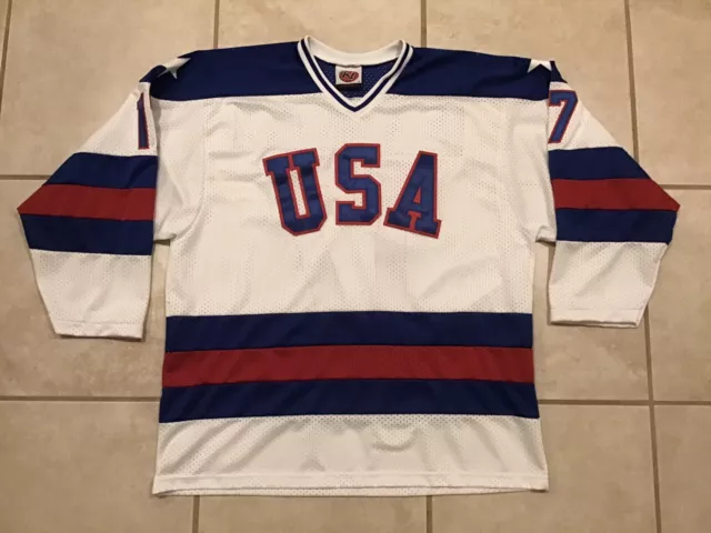 Jack O'Callahan #17 Team USA White Hockey Jersey Miracle On Ice Costume  Movie 