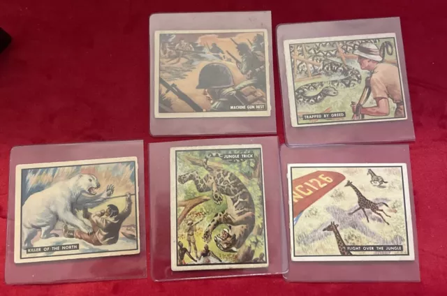 4 BRING'EM BACK ALIVE 1 Freedoms War trading cards Lot. Topps 1950 U.S.A  Print