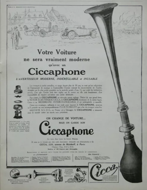 1926 Cicca Press Advertisement Ciccapone Warning For Your Car