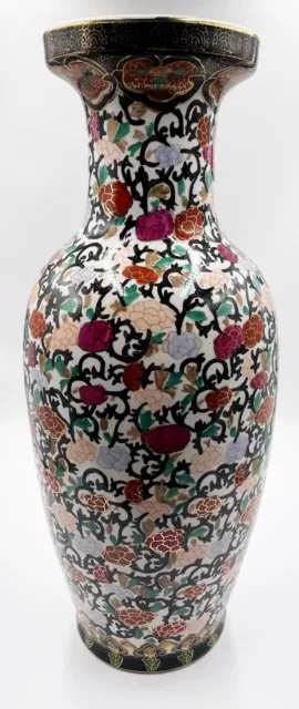 China Vase Bodenvase asiatisch groß XL Schriftzeichen handbemalt Porzellan 61 cm