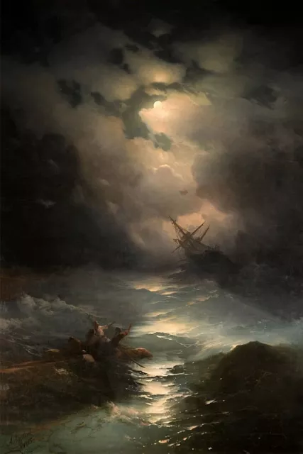 Ivan Aivazovsky,Hand oil painting on Canvas,North Sea Storm 36"