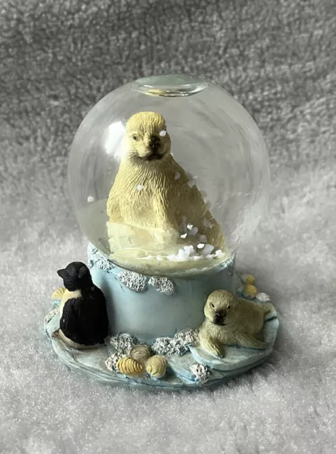 Vintage Regency Belle Arti Foca Pinguino Orso Polare Iceberg Mini Globo Neve Vetro