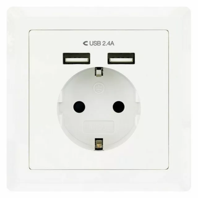 Enchufe Pared con 2 Puertos USB TooQ Base de enchufe de pared tipo schuko con