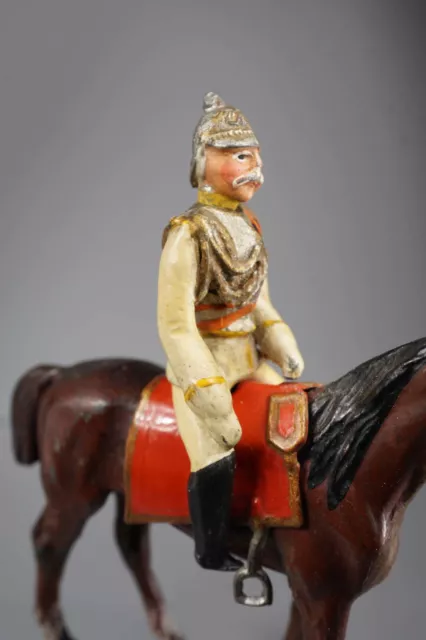 hochwertige Antike Zinnfigur - Offizier zu Pferd  - 90mm 2