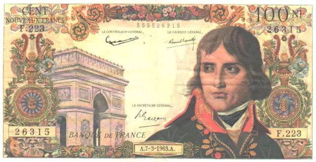 billet de 100 nouveaux francs Bonaparte