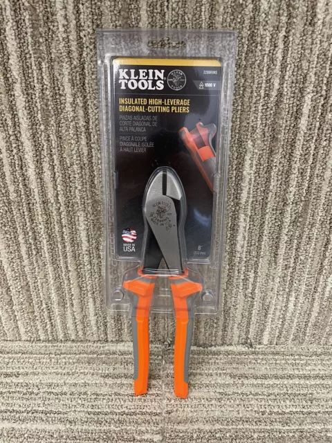 Klein Tools 2288RINS Diagonal Cutting Pliers, Insulated, High Leverage, 8-Inch