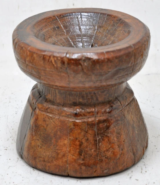 Bougeoir Ancien En Bois Sculpté Main Socle Bougie Art Déco Inde