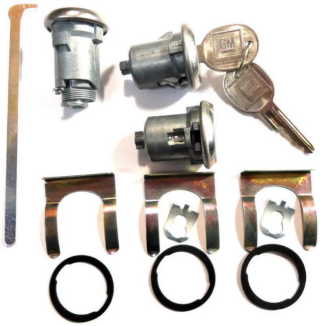 New GM OEM Chrome Doors/Trunk Lock Key Cylinder Set With Keys To Match