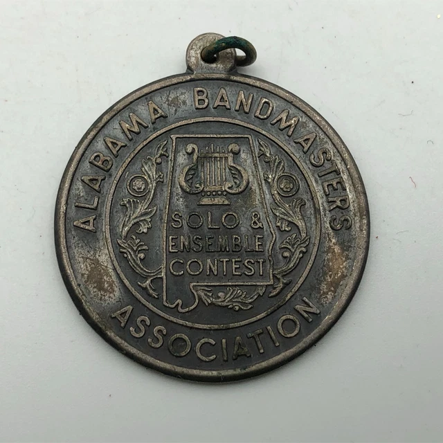 VINTAGE ANTIQUE ALABAMA BANDMASTERS Assn 1.25" FOB Medal Award Pendant