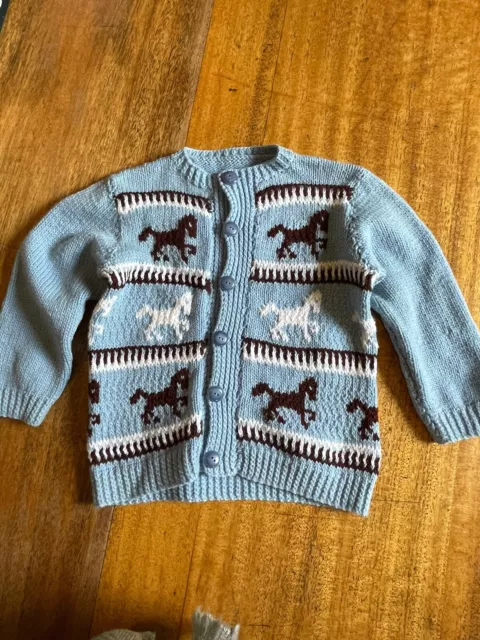 Child Vintage Hand Knitted Cardigan 32cm Across Front