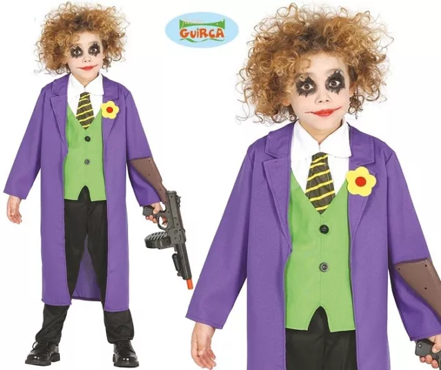 Bambini Film Crazy Giullare Villain Costume Joker Tipo Completo Fg