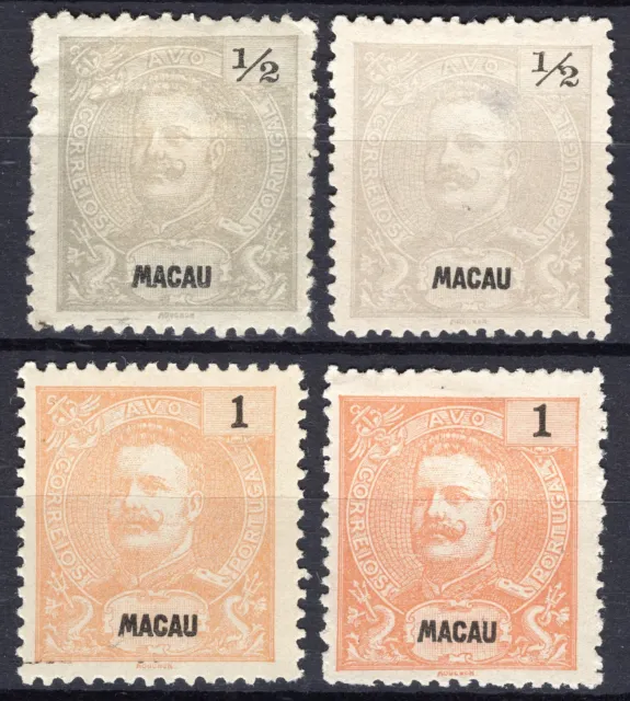 Macau China 1898 Carlos stamps both perforation Michel #78-79A+C mint 1x thin