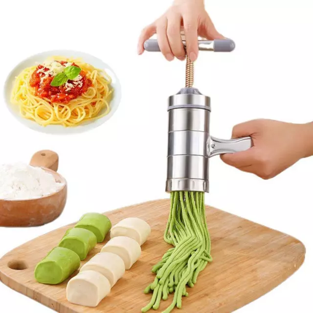 Acero inoxidable manual fideos prensa espaguetis herramienta de cocina 5 m H7A5