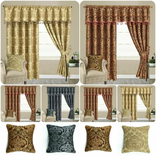 New Fully Lined Heavy Jacquard/Chenille Pencil Pleat Luxury Georgia Curtain Pair