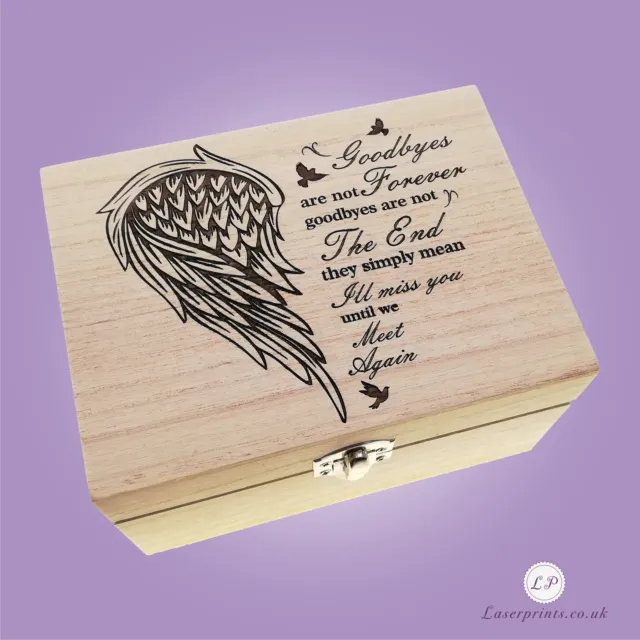 Urn Cremation Human Ashes Memorial Keepsake Holder Wooden Engraved Memory Box