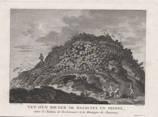 Pic de Chenavari Rochemaure Ardeche Vivarais gravure estampe engraving 1780