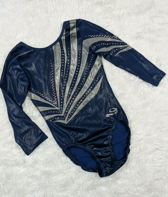 Dreamlight Competition Gymnastics Leotard GK AXS 12-14 Navy 3/4 Sleeves Dreamlight Competition Gymnastics Leotard GK AXS 12-14 Navy 3/4 Sleeves