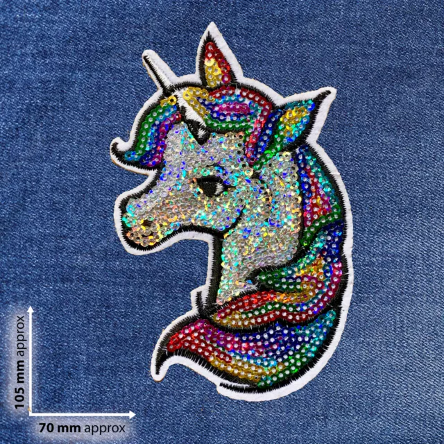 1pc Unicorn Sequin Embroidered Patch Cloth Iron On Applique craft sewing #1748