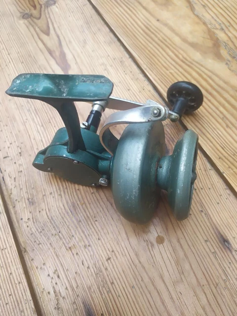 Moulinet De Pêche Ancien Alder N°4 Vert – Bon état, Avec Ramasse-doigt