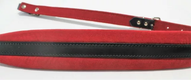 Italian leather accordion / melodeon strap - Black Leather and red velour 60 mm