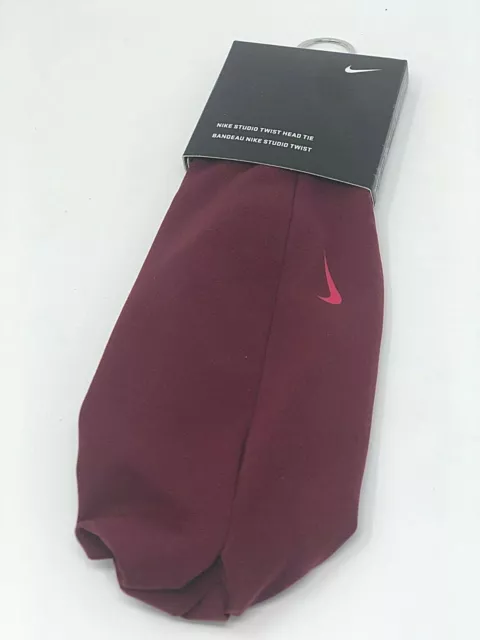 New Nike Studio Twist Head Tie  Swoosh Deep Garnet /Fuchsia Force ~ Osfm 2